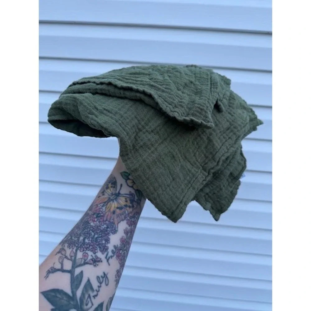 Little Unicorn Olive Green Cotton Muslin Swaddle Blanket Soft Breathable Gauze‎
